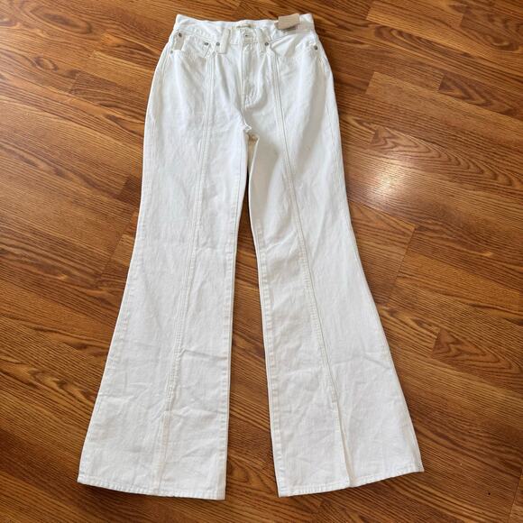 Madewell white high rise Baggy Flare Jeans size 26/US Small - Picture 6 of 13